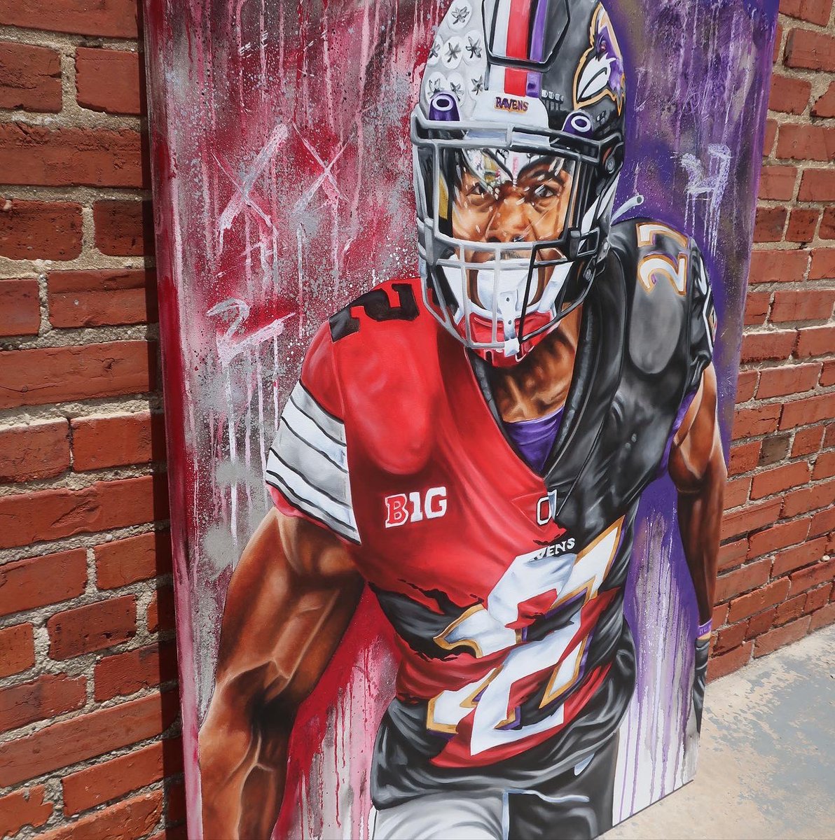 Final pics of JK Dobbins painting. @Ravens @OhioStateFB