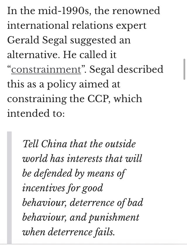 AMFChina's tweet photo. The concept of #constrainment was developed by Gerald Segal. I am glad to see that it is finally gaining traction. We need a China policy aimed at constraining the Chinese Communist Party. https://t.co/mosCth2zLz https://t.co/Fh32CKuUrK