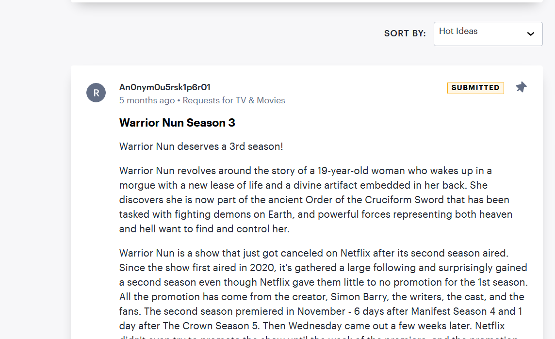 RightStumble's tweet photo. HULU pinned the request for a 3rd WN season!

I REPEAT, HULU PINNED THE REQUEST FOR A  3RD WN SEASON!

BILEAF IN YOUR TEAM #SaveWarriorNun #WarriorNun #FandomsUnited #AvaeBeatrice #CasalFavorito #SerieSuspense #SECAwards https://t.co/rCfC2hPo6R