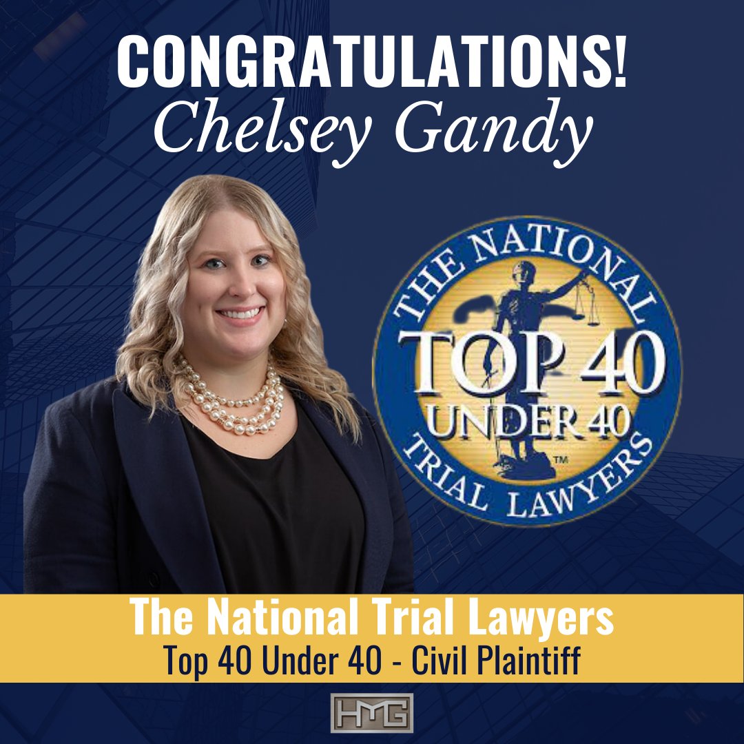 We are thrilled to share that Attorney Chelsey Gandy has been named to The National Trial Lawyers Top 40 Under 40 - Civil Plaintiff list.
 
The National Trial Lawyers Top 40 Under 40 is a professional organization composed of the top trial lawyers from each state or region who