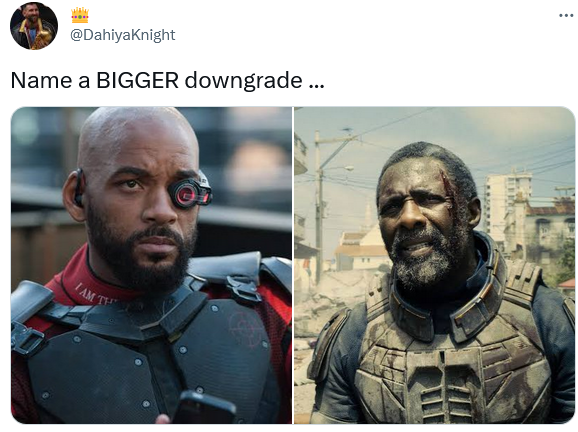 Lotta sour grapes in the Snyder Cult.

Pattinson's incarnation of Batman embodied the character far better than Affleck's.

Smith's Deadshot was one of the better parts of a shitty movie, but Elba's Bloodsport was definitely an upgrade as he was a solid part of a solid movie.