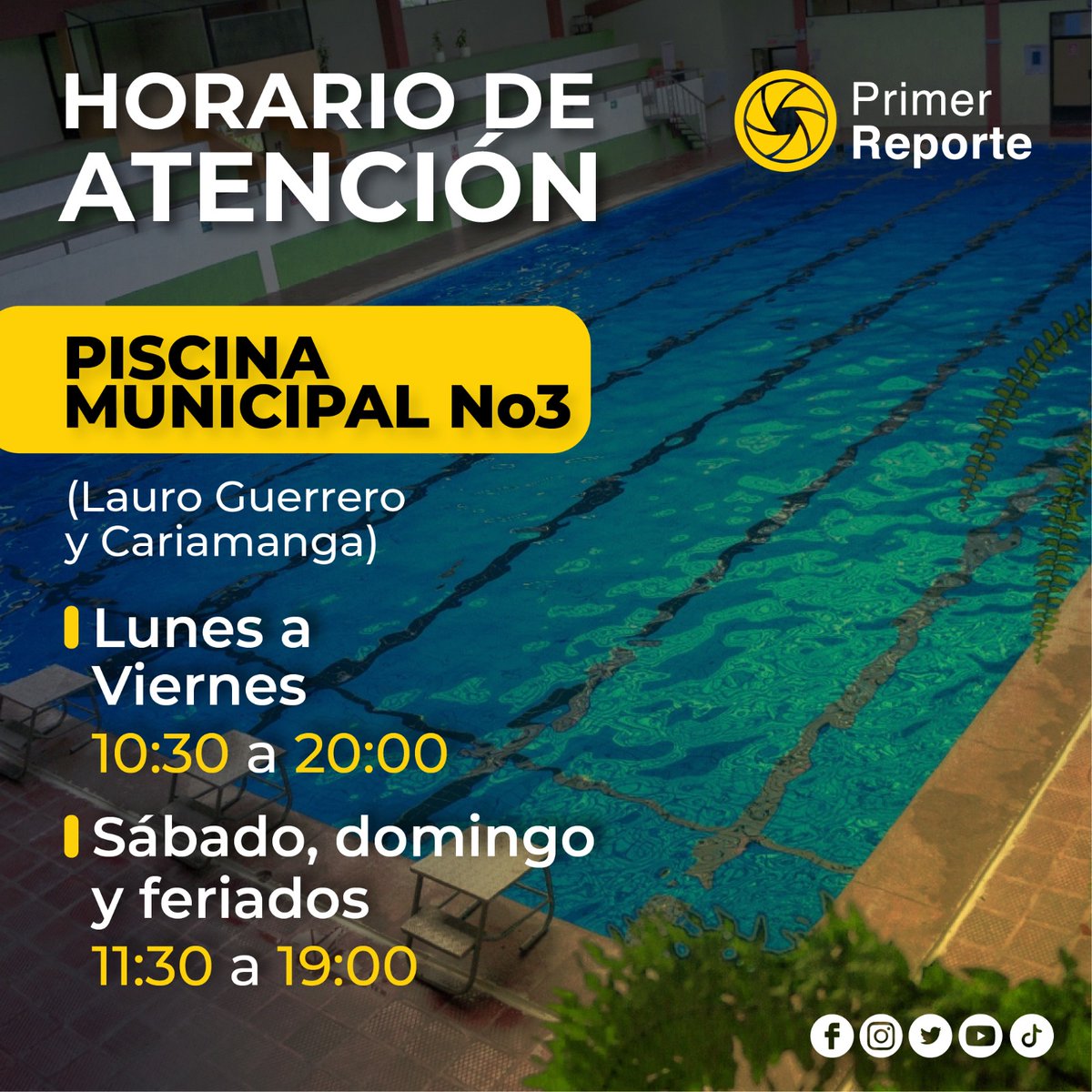 primereporte's tweet photo. #Loja | Te compartimos los horarios de la piscina municipal.
📌Lauro Guerrero y Cariamanga
#DatoPrimerReporte https://t.co/QDMmc9O4GR