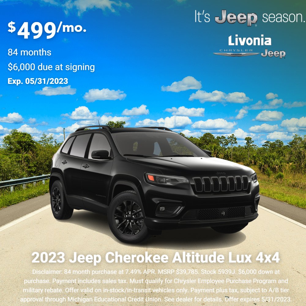 It's Jeep Season at Livonia Chrysler Jeep! Learn more at: bit.ly/LCJNewDeals

#Jeep #ItsAJeepThing #JeepFamily #JeepLife #JeepLove #Authentic #Adventure #JeepCherokee