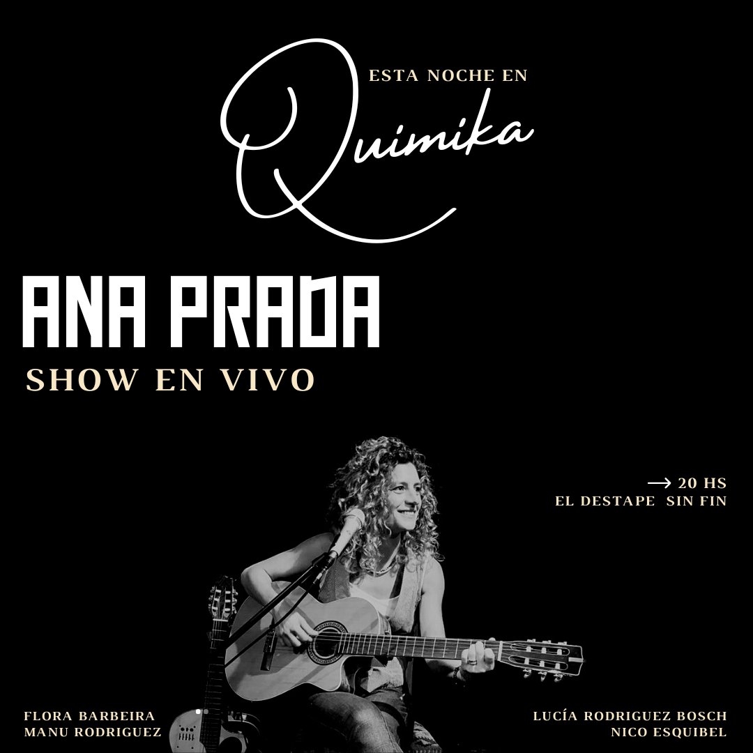 Arrancó #Quimika, el no-resumen semanal.

Hoy con las visitas de <a href="/maxibagnascook/">Maximiliano Bagnasco</a> que nos cuenta sobre sus increíbles murales y además tendremos show en vivo de <a href="/anapecadora/">Ana Prada</a> 

Hasta las 22hs junto a <a href="/florbarbeira/">flora💚🌱</a>, <a href="/LuciaRBosch/">Lucía Rodríguez Bosch</a>, <a href="/rodriguezmanu5/">Manuel Rodríguez</a> en <a href="/eldestape_radio/">El Destape 1070</a>