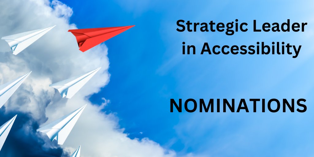 Strategic Leader in Accessibility Awards

Nominate yourself or someone you know that has made outstanding strategic & impactful contributions to a11y inclusion in private non-profit, education, or government. Submit by May 31st.

Learn more & nominate: bit.ly/3M7wbvy
