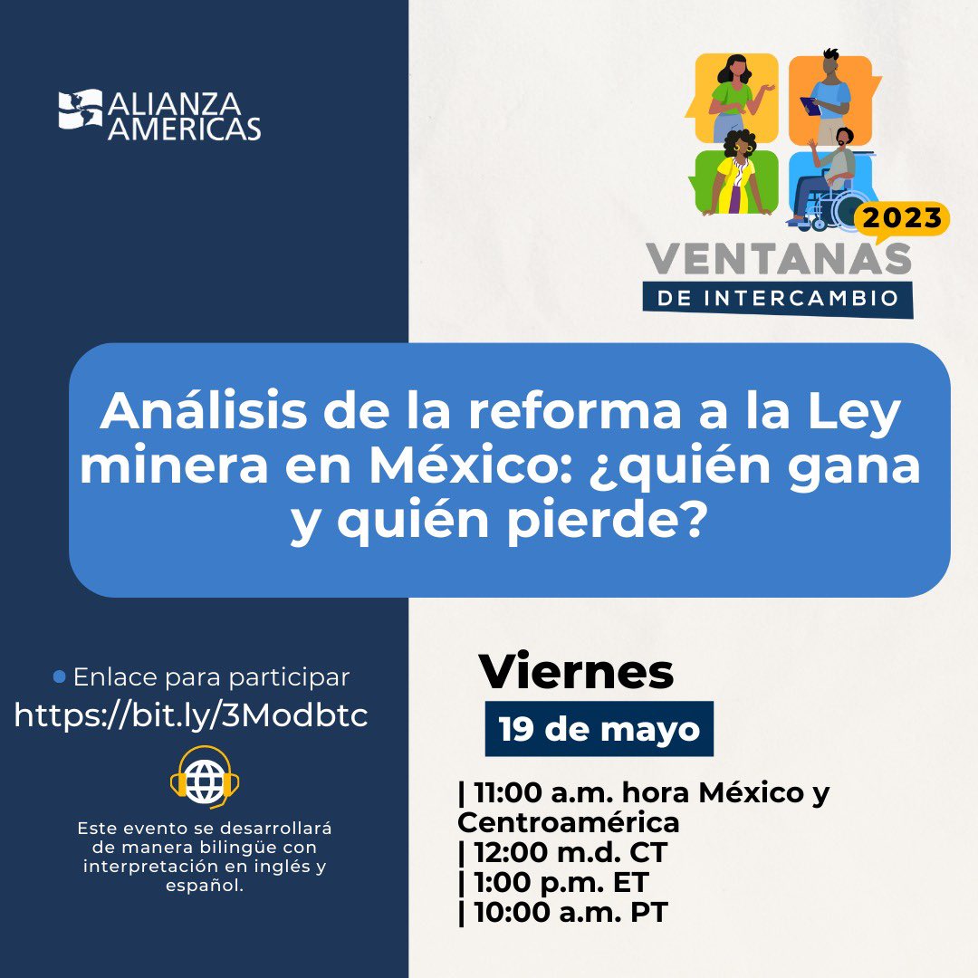 HOY! No se pierdan la ventana de intercambio HOY a las 1:00 p.m. ET, 12 p.m. CT, 10:00 a.m. PT 👉🏽En esta sesión discutiremos sobre la recién aprobada reforma a la Ley Minera en México🇲🇽. ¿Quién gana y quién pierde con esta modificación? registrarse aquí: bit.ly/3Modbtc