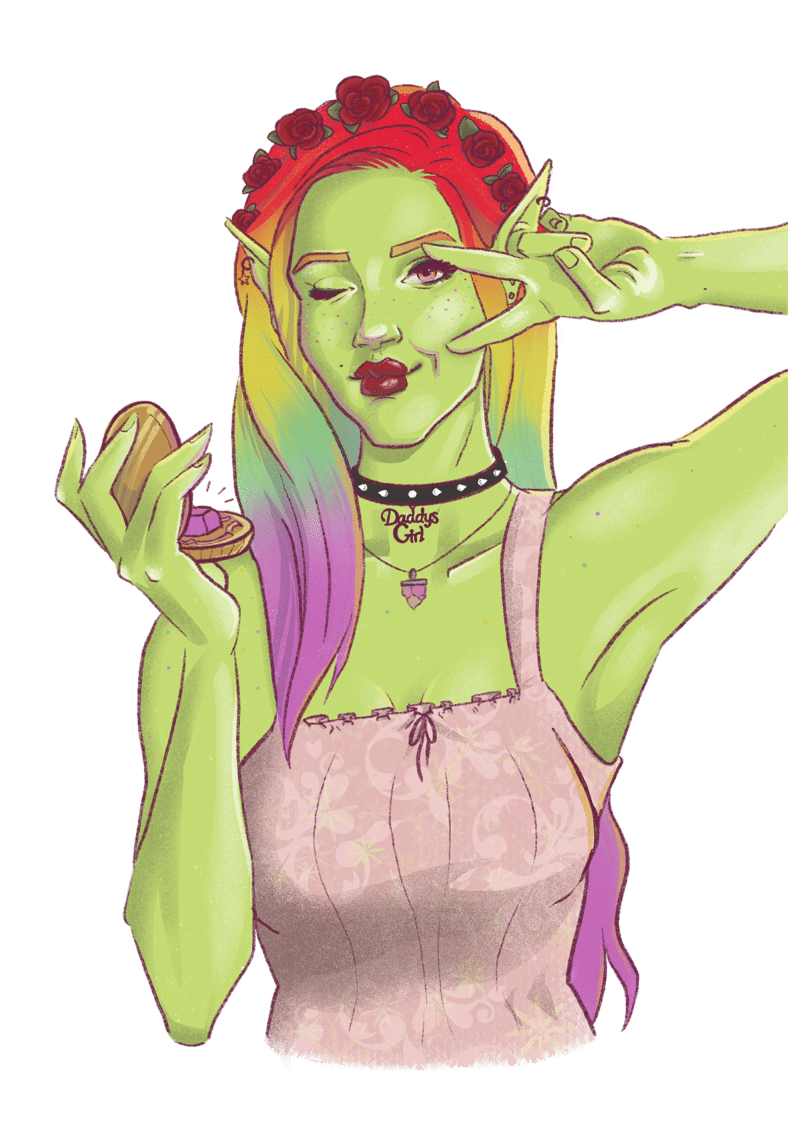 shardee's tweet photo. I keep forgetting to post her here but LOOK AT THE BEAUTIFUL CHARACTER ART @ZoeLore_ DID OF MY WARLOCK/ROGUE SOCIAL MEDIA STAR 😭😭😭 https://t.co/hLbrKehOLi