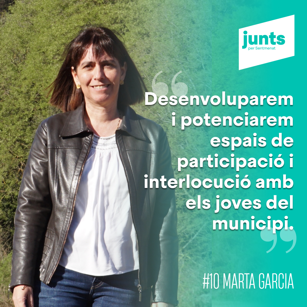 Us presentem la número 1⃣0⃣ de la llista:
📌#10 Marta Garcia: Mare d'una filla. Metgessa de família. Ha estat regidora dels mandats de 2007 al 2015 portant Cultura, Festes, Salut, Serveis Socials i Patrimoni. Va ser la impulsora del Festival Internacional de l'Arpa a #Sentmenat
