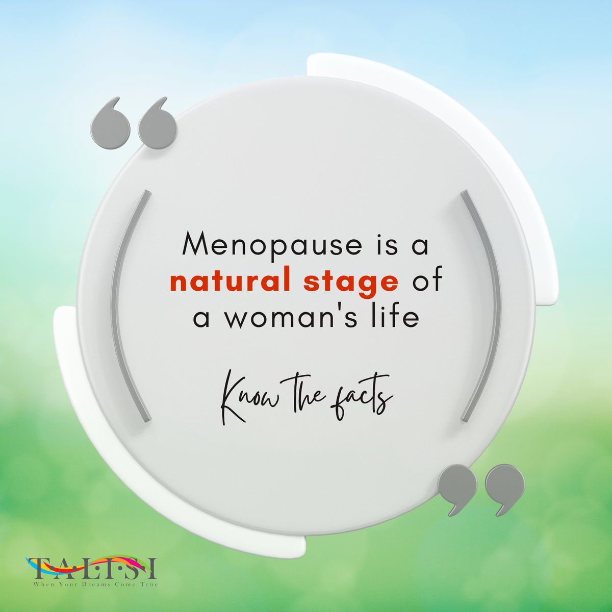 Menopause is a natural biological process. Most women experience menopause between the ages of 45 and 55 years as a natural part of biological aging. 
.
#talisi #menstrualcups #menstrualcycle #feminine #hygiene #periodcup #periods #menstruation #womenshealth #periodproblem