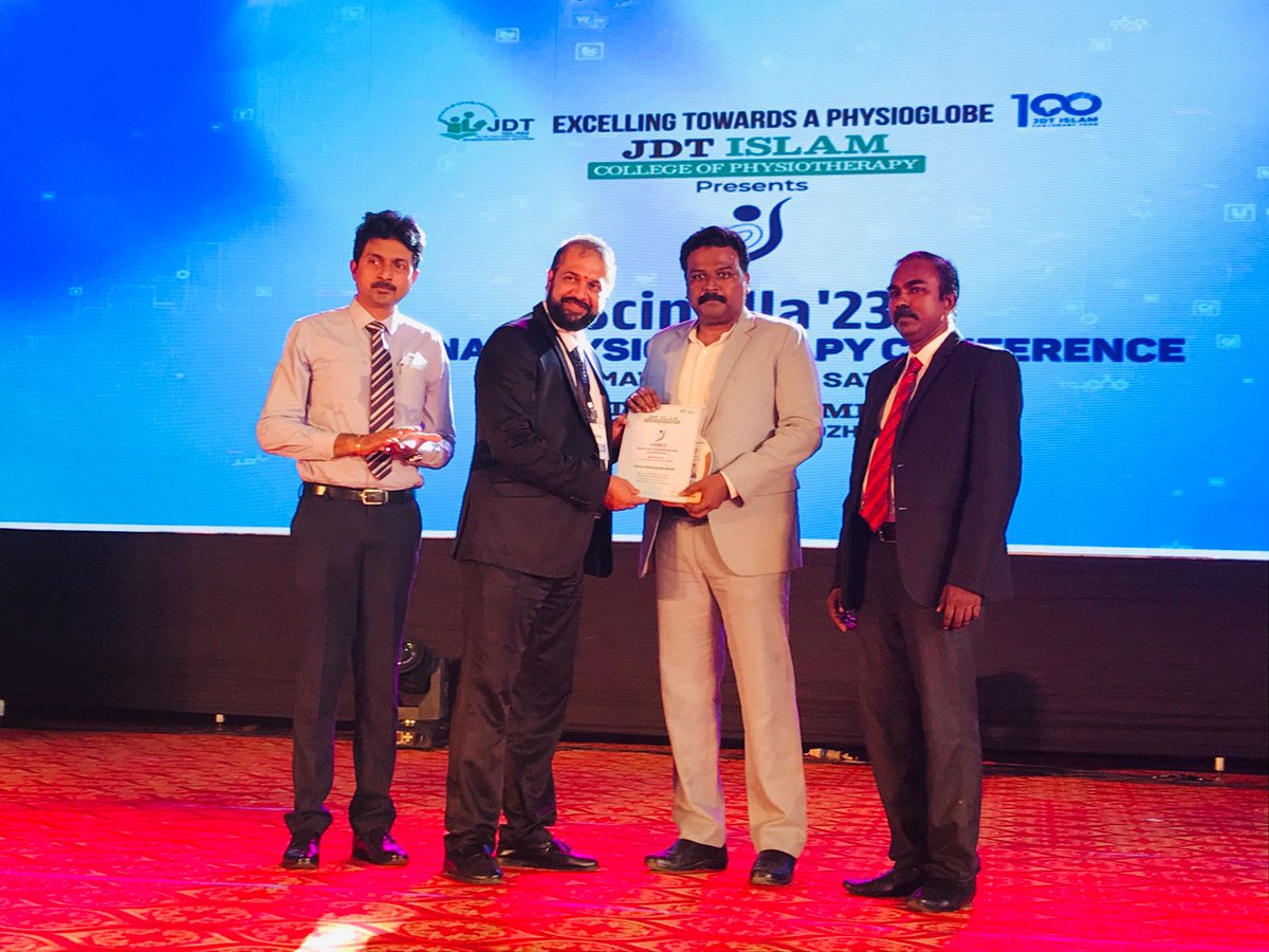 Our Prof. Dr. Prathap Suganthirababu, Vice principal & Research coordinator, SCPT has been honoured with 'Special Appreciation Award' from JDT Islam College of physiotherapy- 'SCINTILLA -National Physiotherapy Conference' on 19/05/2023.
#SIMATS #scpt #IQAC #sdgs #scintilla