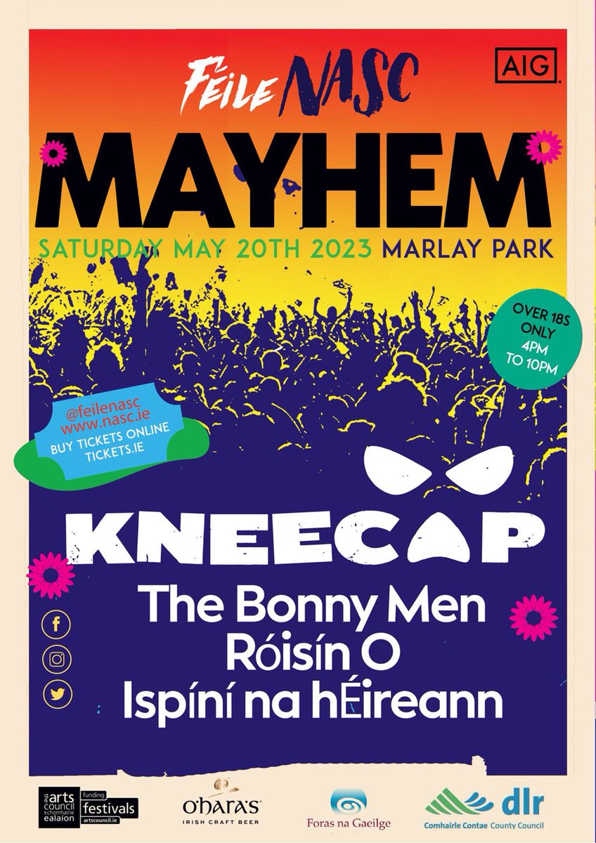 OHarasBeers's tweet image. Almost most there! @FeileNasc and #Mayhem tomorrow!  @RoisinOmusic @sausagemusic @TheBonnymen  @dlrheritevents @AIGinsurance @Jiggytheband @KNEECAPCEOL @Myles_O_Reilly @Ruairi44 @AIGinsurance @OHarasBeers @The4Prov #Dublin 
Tickets: nasc.ie