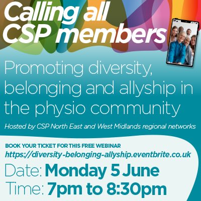 West Midlands CSP (@westmidlandscsp) on Twitter photo ⭐️Following on from our microaggressions session, WE ARE BACK, and have joined forces with <a href="/CSPNorthEast/">CSPNorthEast</a> to host this national <a href="/thecsp/">Chartered Society of Physiotherapy (CSP)</a> event 👨🏾🏫
🚨@NHSLeader and @AshYouLikeIt return alongside <a href="/IshmaelBeckford/">Ishmael Beckford 🇯🇲🇬🇧✊🏿</a> discussing allyship 💬
Tickets here 🎟️👇
eventbrite.co.uk/e/promoting-di… ⭐️Following on from our microaggressions session, WE ARE BACK, and have joined forces with <a href="/CSPNorthEast/">CSPNorthEast</a> to host this national <a href="/thecsp/">Chartered Society of Physiotherapy (CSP)</a> event 👨🏾🏫
🚨@NHSLeader and @AshYouLikeIt return alongside <a href="/IshmaelBeckford/">Ishmael Beckford 🇯🇲🇬🇧✊🏿</a> discussing allyship 💬
Tickets here 🎟️👇
eventbrite.co.uk/e/promoting-di…