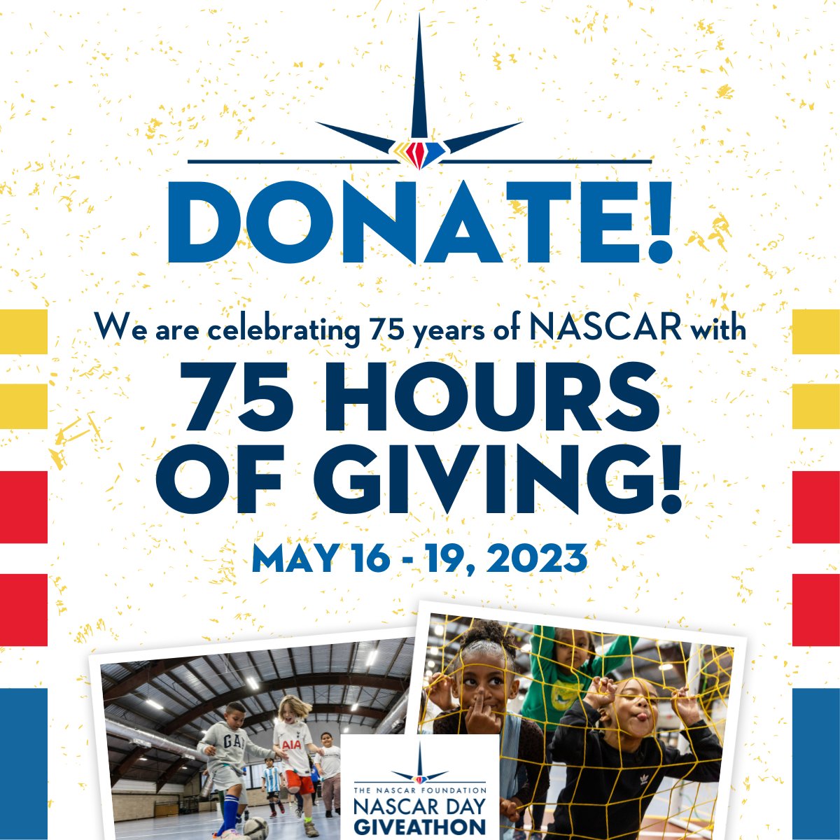 goodsportsinc's tweet photo. The @NASCAR_FDN's #NASCARdayGiveathon is underway and we are participating! Now through May 19 at 8pm ET, you can help our organization by donating to us, or sharing our fundraiser during the 75-hour period: https://t.co/JdPpF0jIME
#NASCAR75 #TheNASCARFoundation #NASCAR https://t.co/DVjBy37kiE