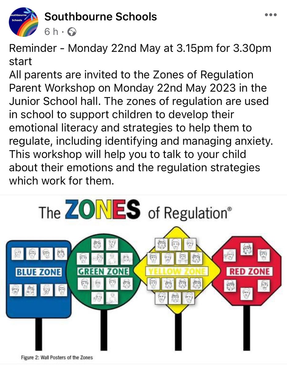 Zones of Regulation Workshop Monday 22nd May!