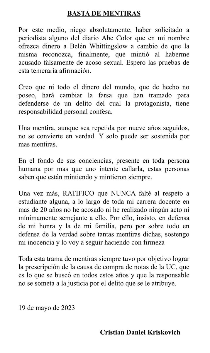 Ante la mentira instalada ⬇️