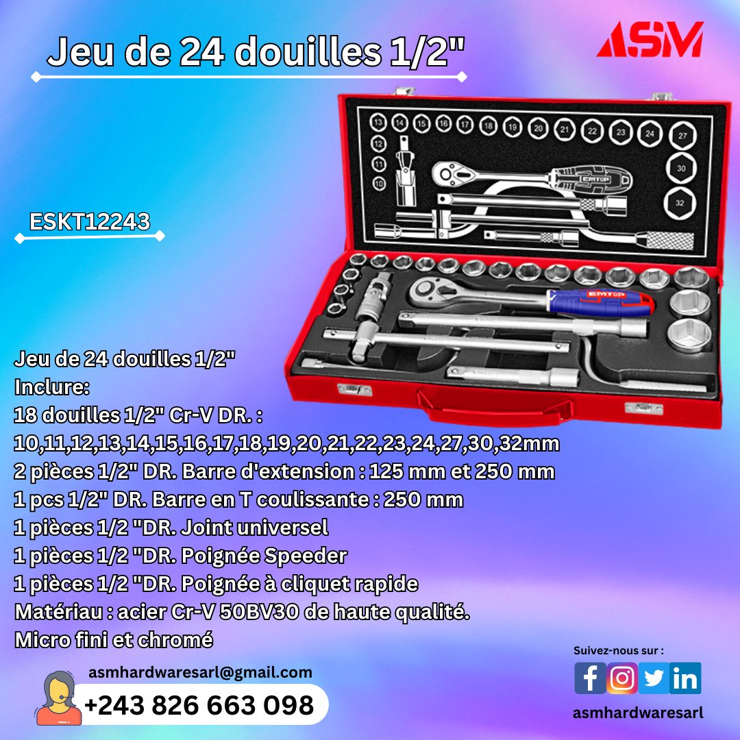 AsmHardwaresarl's tweet image. Pour terminer votre projet beaucoup plus rapidement et plus facilement, utilisez la puissance des outils électriques
#socketset #socketsets #24pcssocket #utilityknives  #airtireinflatinggun #airtireinflatinguns #constructiontools #ASM #asmhardwaresarl #nordkivu #nordkivu_goma