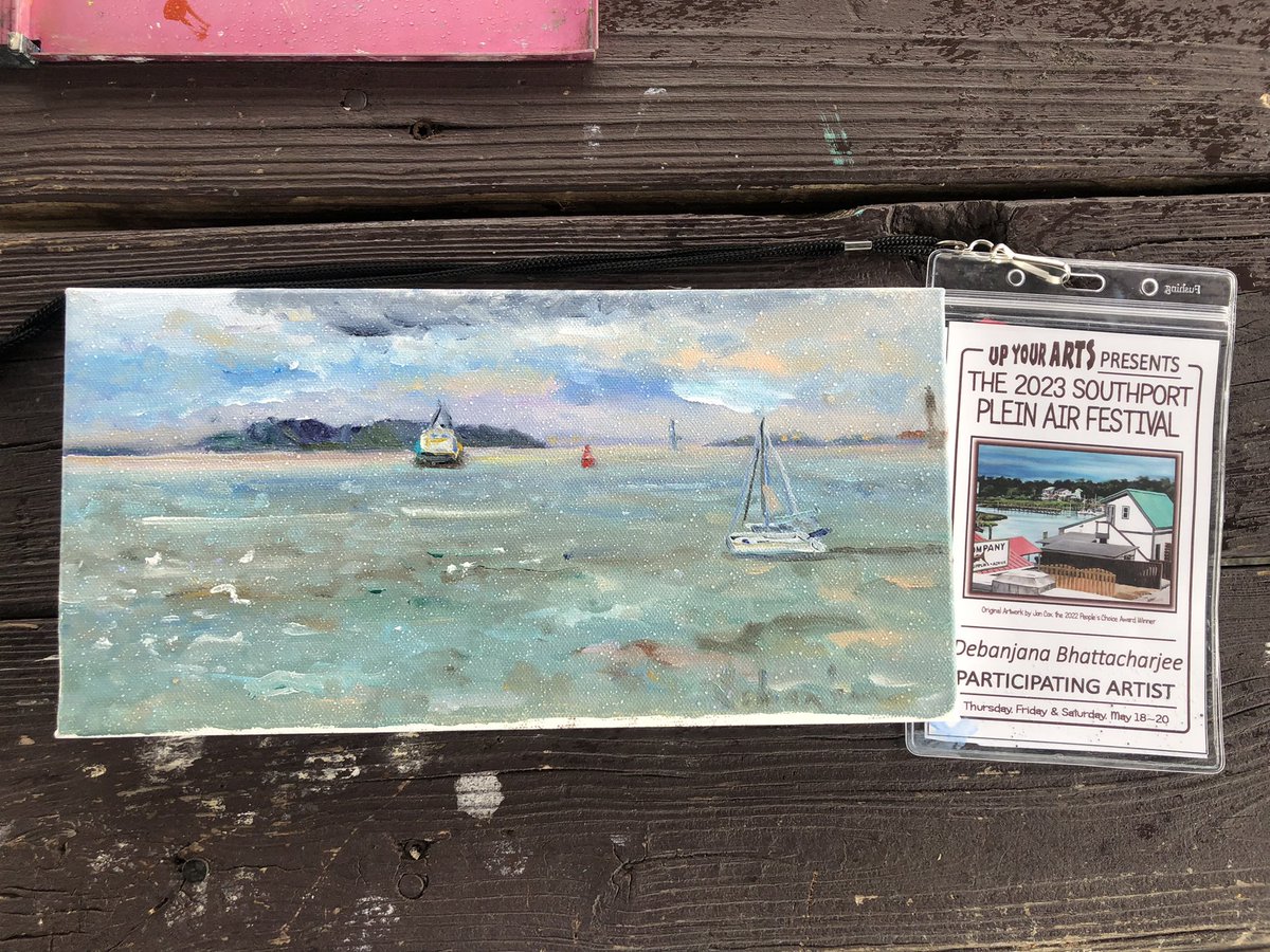 At 2023 Southport Plein Air Festival! 
Had exactly an hour to paint my first painting and then came rain! #pleinair #pleinairpainting #southportnc #oilpaintersofamerica