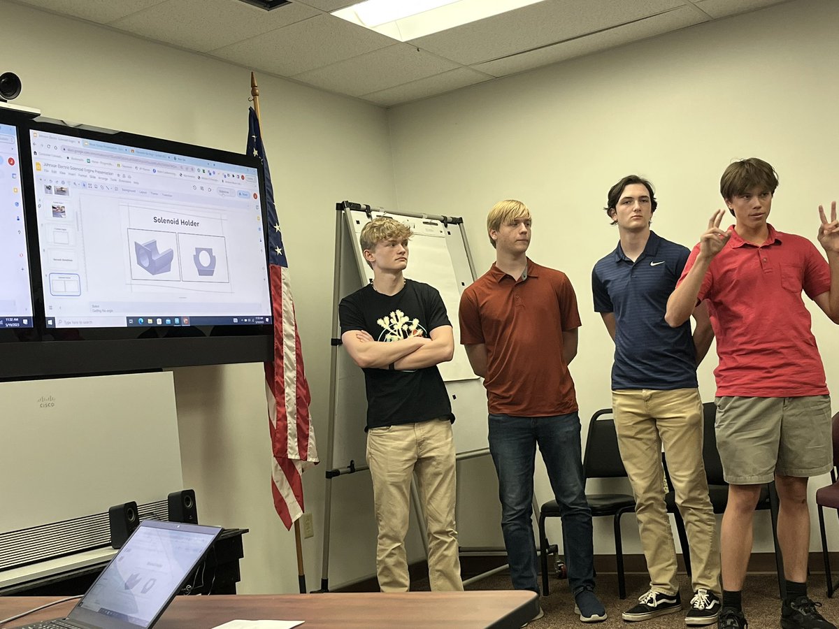 khsSTEAM's tweet photo. Thanks to @JohnsonElectric for mentoring and challenging @Kings_HS @Kings_Schools   Engineering 2 students for the last 8 weeks. I am so proud of my student’s persistence on their solenoid engines/musical instruments projects and their presentation today! #ProjectBasedLearning https://t.co/vpQ7nD1zpB