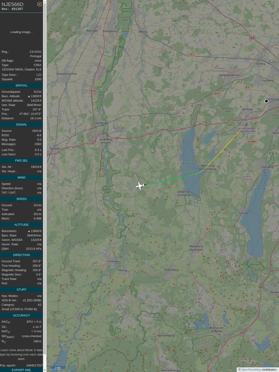ICAO: 491307
Flt: NJE566D #NetJetsEurope
First seen: 2023/05/19 19:20:08
Min Alt: 2000 ft MSL
Min Dist: 0.15 nm

#planefence #adsb - docker:kx1t/planefence
globe.adsbexchange.com/?icao=491307
