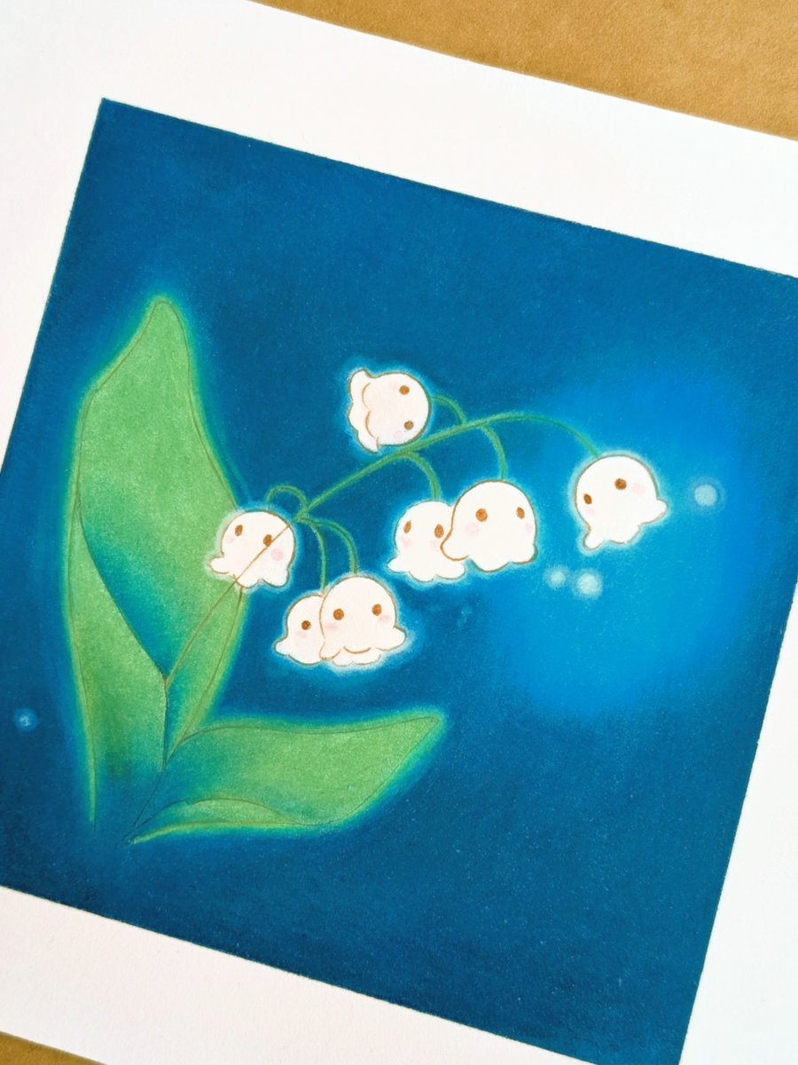 lauresillus's tweet photo. Lily of the valley. 
Colored pencils and ink on watercolor paper. https://t.co/waFFxoM8x6