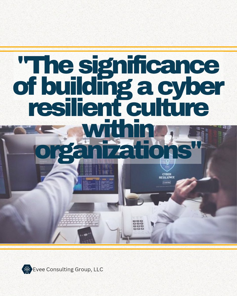 EveeSecurity's tweet photo. We at Evee Consulting Group (https://t.co/MxHXEfPwOn) help businesses build a cyber-resilient culture with robust security measures and employee education.

#securityawareness #InvestInCyberSecurity #cyberresilience #businessecurity #cybersecurity #dataprotection #datasecurity https://t.co/IGMde4Bh67