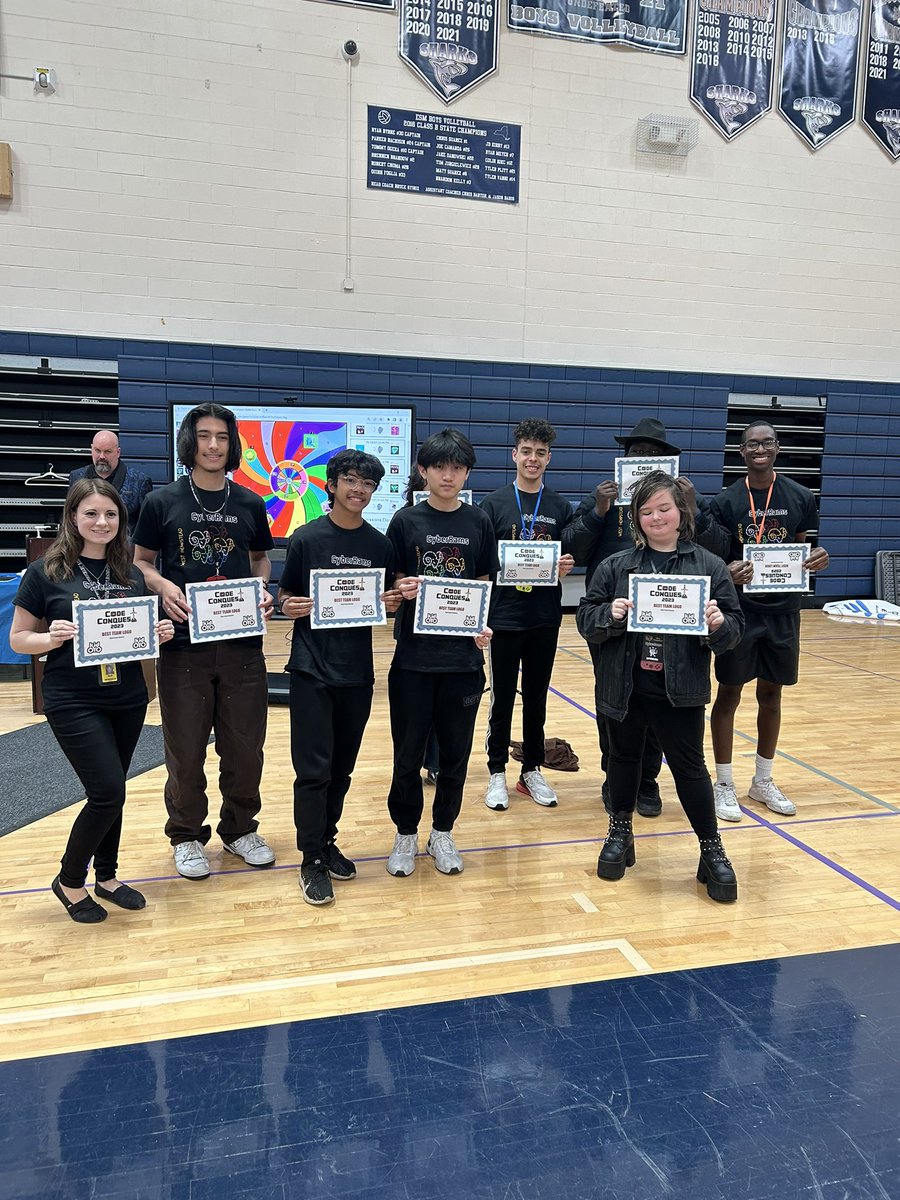 ms_calabro's tweet image. 1st place BEST LOGO WH CyberRams!🥳👏🏼 @kid_OYO @WhufsdRams #CodeConquest2023 #RamPride