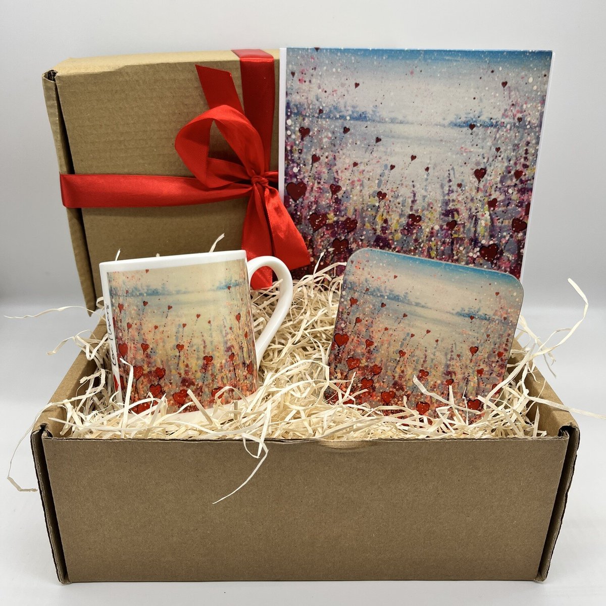 Love Flowers in a Gift box - Bone China Cup, Coaster and Greetings Card. #gifts #giftoflove #artgifts ow.ly/jZOS50NXWWv