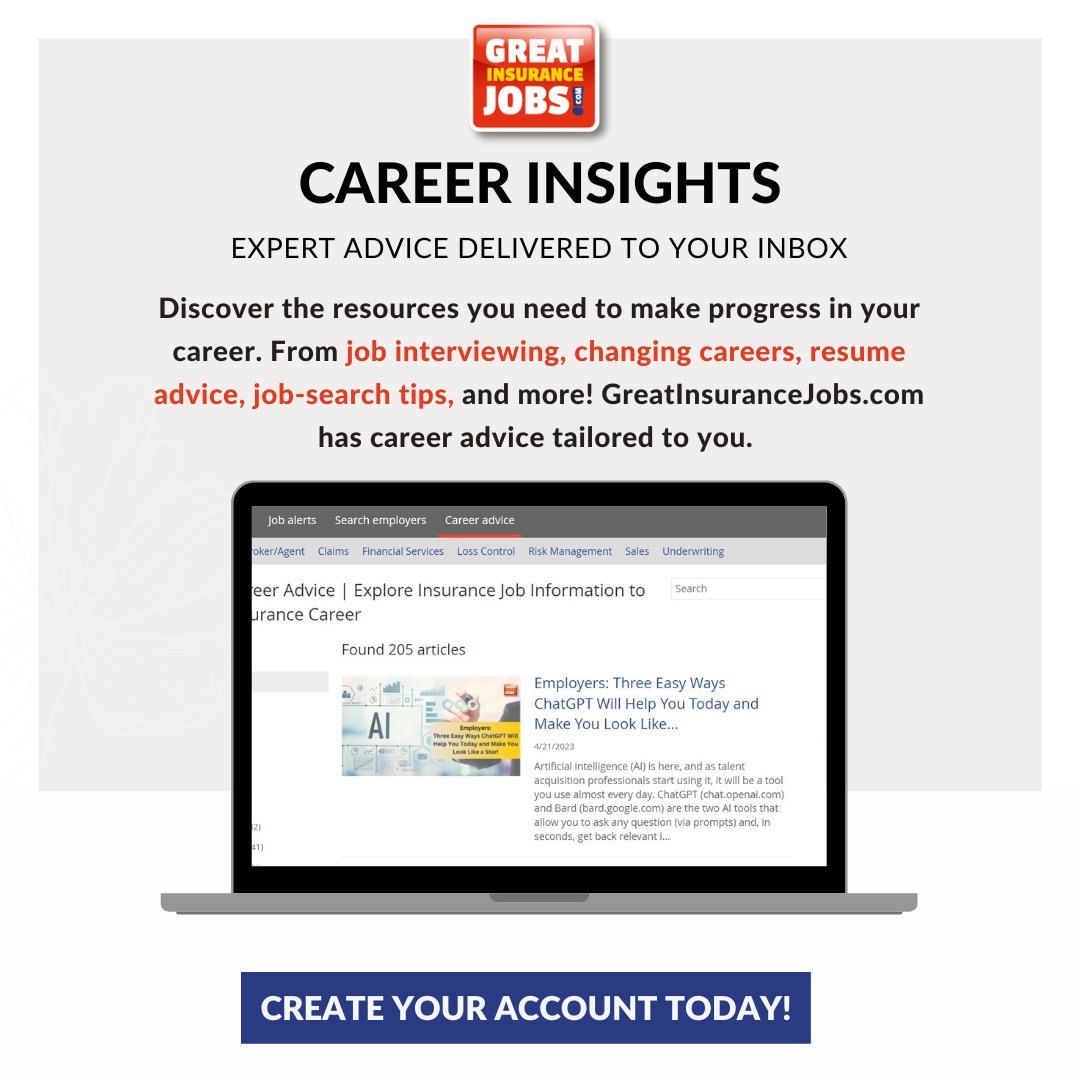 InsuranceJobs1's tweet image. Don't let your career dreams be just a dream! Get the insurance industry insights and job opportunities you need with GreatInsurancejobs.com. Step up your career game and create your account today!  

➡️Greatinsurancejobs.com

#orlandojobs #careerhelp #careergrowth