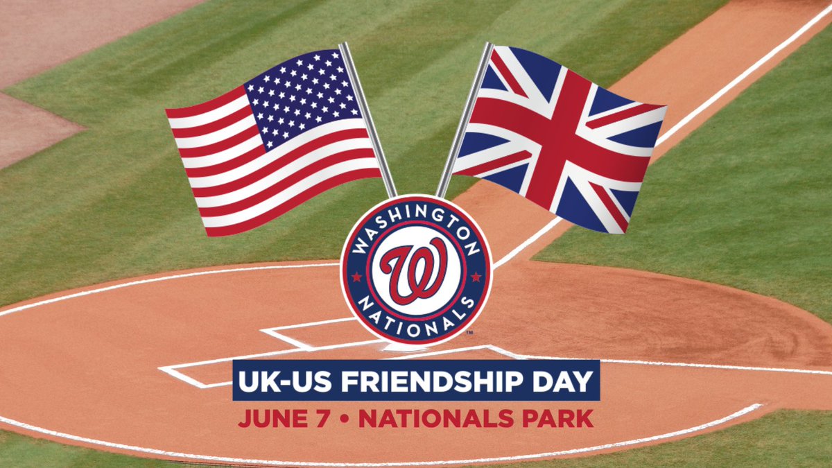 Join us on 7 June for the second annual UK-US Friendship Day at @Nationals Park! ⚾️ Throughout the game, there will be 🇬🇧-themed games, music and prizes. Find out more and get your tickets here ➡️ nationals.com/UKUS