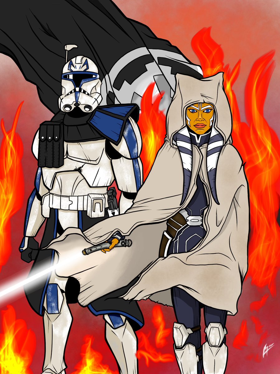 Ashoka and Rex piece I whipped up a couple months ago. #ashokatano #captainrex #starwars #clonewars