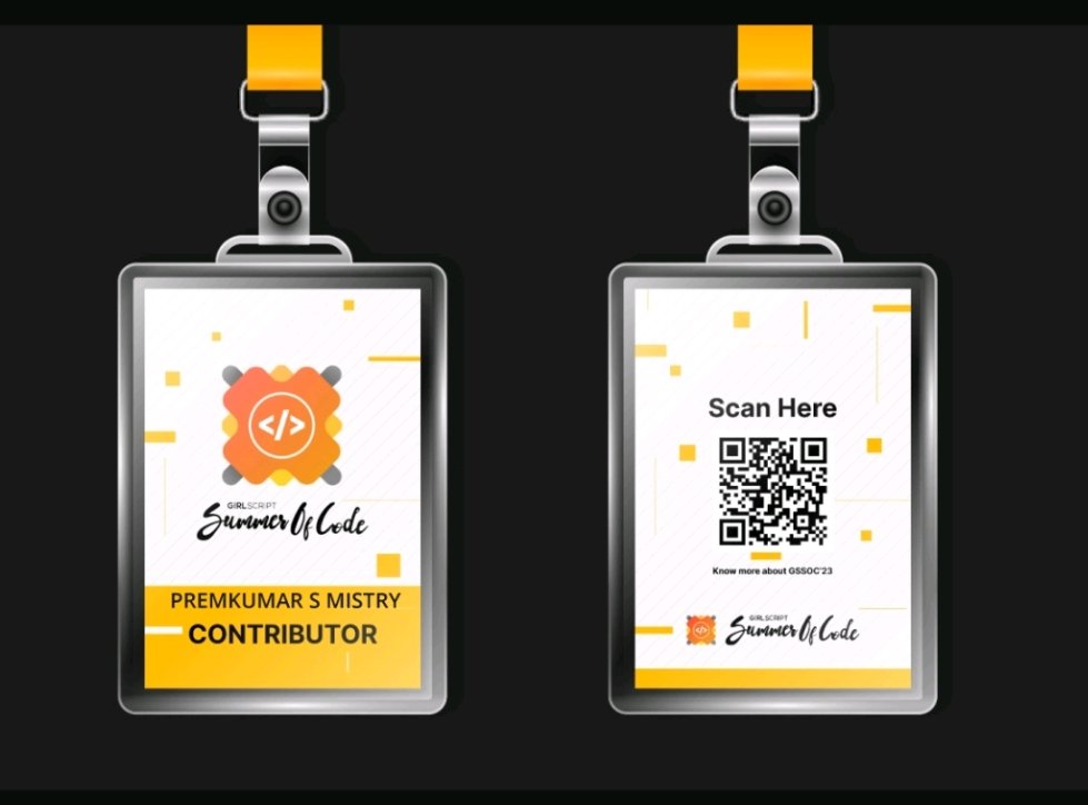 premdevelops's tweet image. I&apos;m Happy to be a contributor for @girlscriptsoc this year! ⁣⁣

This is my opportunity to #levelup and learn amazing new skills.

are you ready to join?be a part of this amazing program,and see what incredible projects we can create!#GSSOC #GirlScriptCodes #GirlScriptSoc 🚀