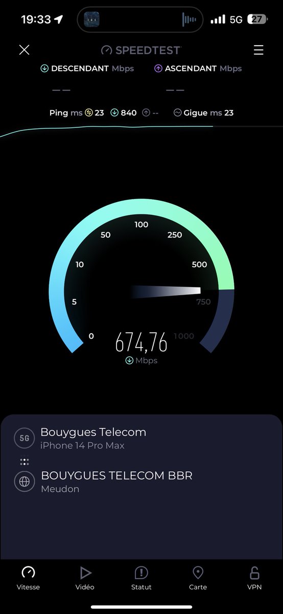 #5GBouygues Neuilly-Plaisance RER A 📍#speedtest #5g #network #bouyguestelecom ✅