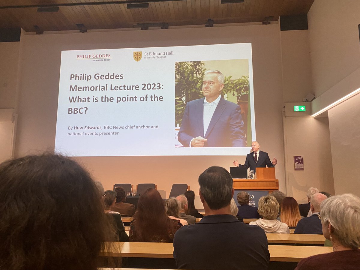 suzannehfranks's tweet photo. Huw Edwards in the ⁦@GeddesTrust⁩ lecture says news viewers seeking ‘affirmation rather than information’ is a worrying trend. https://t.co/BWBuDvd7sr