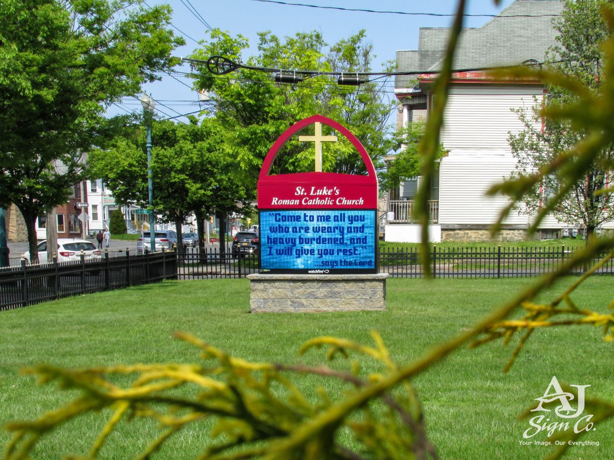 St. Luke's Church got a custom fabricated LED digital sign! This 8mm display will communicate announcements to both their congregation and the wider community! A great addition to their grounds!
___
#StLukesChurch #DigitalSigns #SchenectadyNY #AJSigns | #YourImageOurEverything