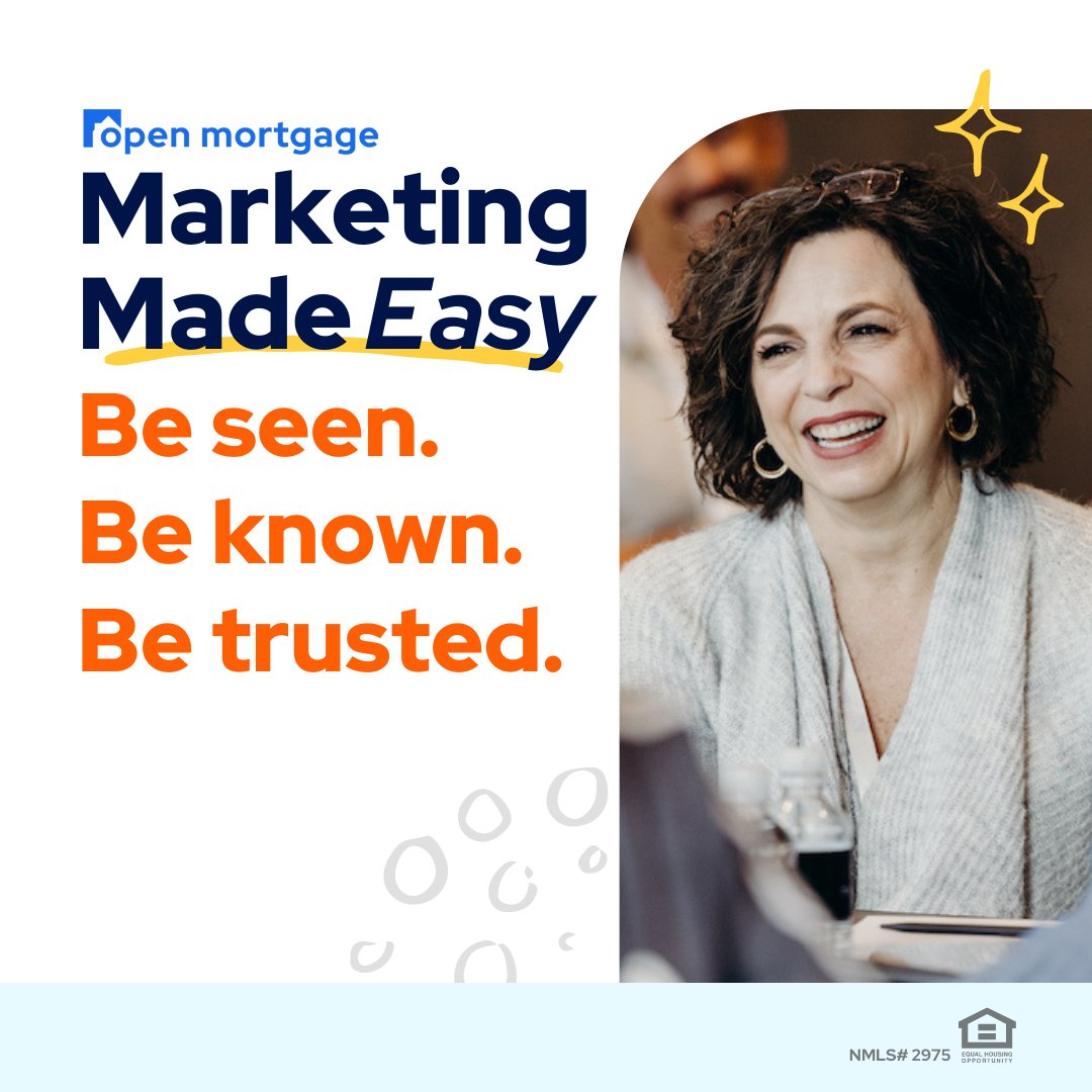 openmortgage's tweet photo. We're excited to announce "Marketing Made Easy," a one-stop shop for digital and traditional marketing offerings to establish our originators as the most recognized, connected, and trusted advisors in the markets they serve: https://t.co/JPEP5JRPLg #WhereBetterIsPossible https://t.co/DWNlhMDYpl