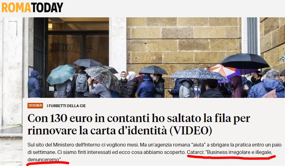 Egregio Assessore alla Città dei Quindici Minuti <a href="/AndreaCatarci/">Andrea Catarci</a> , come procede l'indagine sulla corsia preferenziale offerta da un'Agenzia Pratiche romana per "velocizzare" il rilascio delle carte d'identità elettroniche del Comune di <a href="/Roma/">Roma</a> ?

<a href="/gabriengelo/">Gabriele D'Angelo</a>