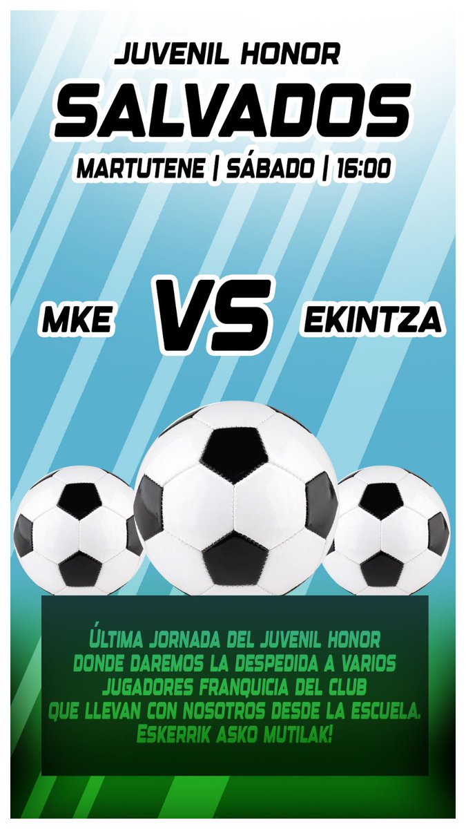Última jornada del juvenil honor donde daremos la despedida a varios jugadores franquicia del club que llevan con nosotros desde la escuela. Eskerrik asko mutilak! 🙌
#MKE