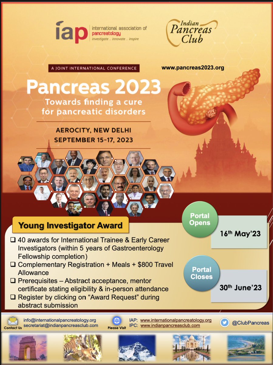 40 awards up for grab at PANCREAS 2023!! Chance to win the Young Investigator Award at the prestigious PANCREAS 2023 organised jointly by IAP and IPC. Aerocity, New Delhi September 15-17th. Hurry register!!! pancreas2023.org