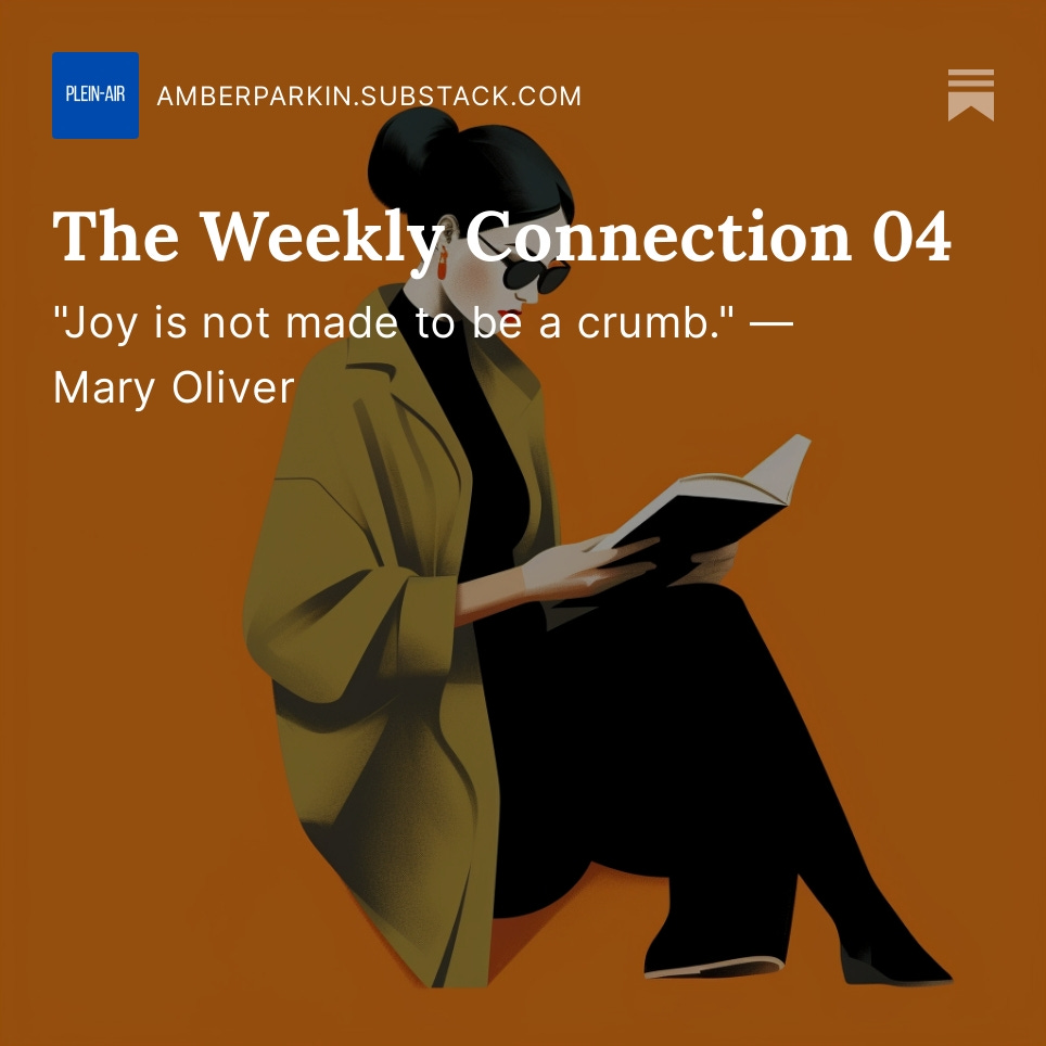 _amber's tweet image. The Weekly Connection 04 — 10 links to make you think #substack #pleinair #humansatwork open.substack.com/pub/amberparki…