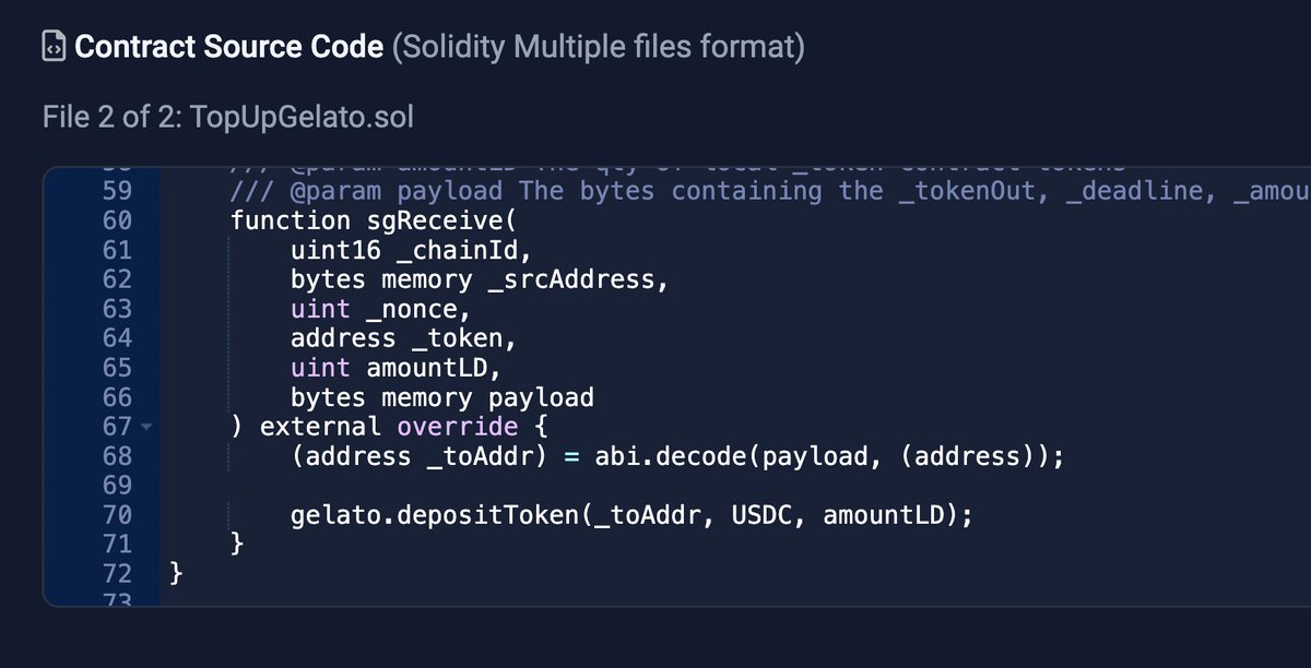 Don't want to manually bridge USDC to Polygon to top up your 1Balance account to pay for your Gelato Web3 Functions or Relay transactions?

<a href="/0xM3rlin/">0xMerlin.eth</a> got you covered with his cross-chain auto top-up contract: 

etherscan.io/address/0xddfa…

Happy forking!