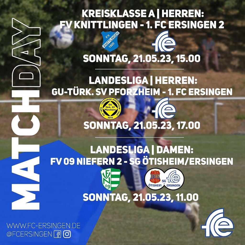 🔥MATCHDAY🔥 

Am kommenden Sonntag spielen unsere Mannschaften auswärts: 

Unsere 2. Mannschaft spielt um 15 Uhr gegen den FV Knittlingen. 

Für die 1. Mannschaft geht es am 33. Spieltag gegen den @gutuerksvpforzheim auf den Platz. Anpfiff ist um 17 U… instagr.am/p/CsbplGjMBX3/