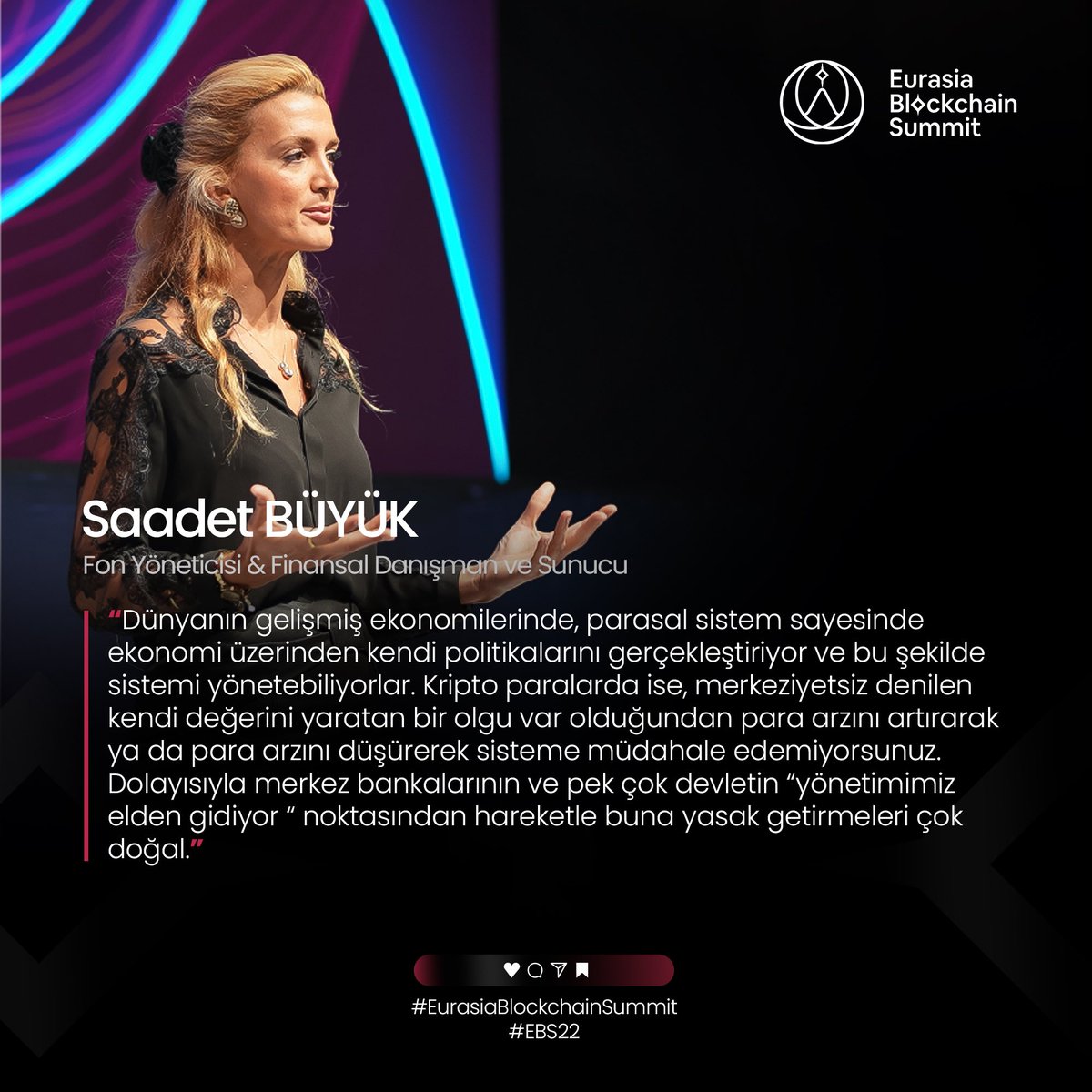 BlokchainSummit's tweet photo. @ekonomidesaadet , Fon Yöneticisi & Finansal Danışman ve Sunucu, #EBS22’nin ilk gününde bizimle değerli düşüncelerini paylaştı. https://t.co/LcbV7wNhxJ