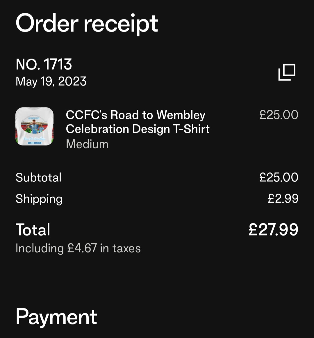 LiamCov95's tweet image. Shirt for Wembley ordered with @CcfcfansS ✅️ Get yours now ahead of the big day 🙌 #PUSB