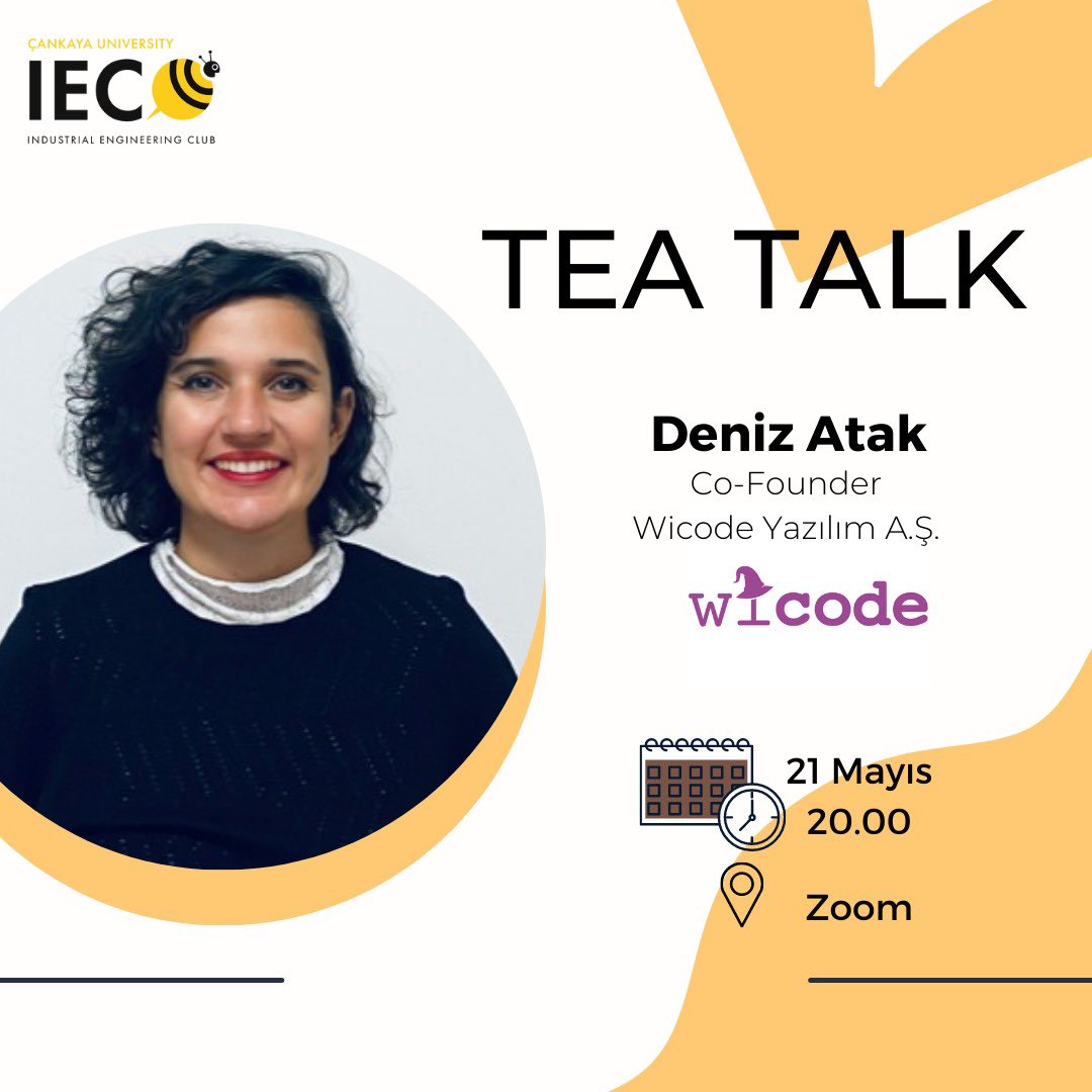 Herkese merhaba arkadaşlar🌺
21 Mayıs Pazar günü saat 20.00 da Zoom üzerinden Wicode Yazılımda Co-founder olan Deniz Atak ile birlikte gerçekleştireceğimiz Tea Talk etkinliğine hepiniz davetlisiniz ✨
📌Katılım Formu : forms.gle/wLMUM1rKupJoaE… 
Hepinizi bekliyoruz 🌸