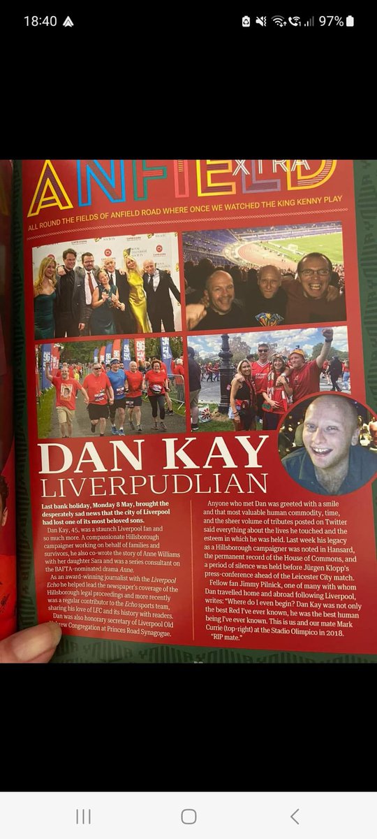 The wonderful @dankay is being remembered in the @LFC programme for the #LIVAVL game. #YNWA, mate! ❤️ #LFC