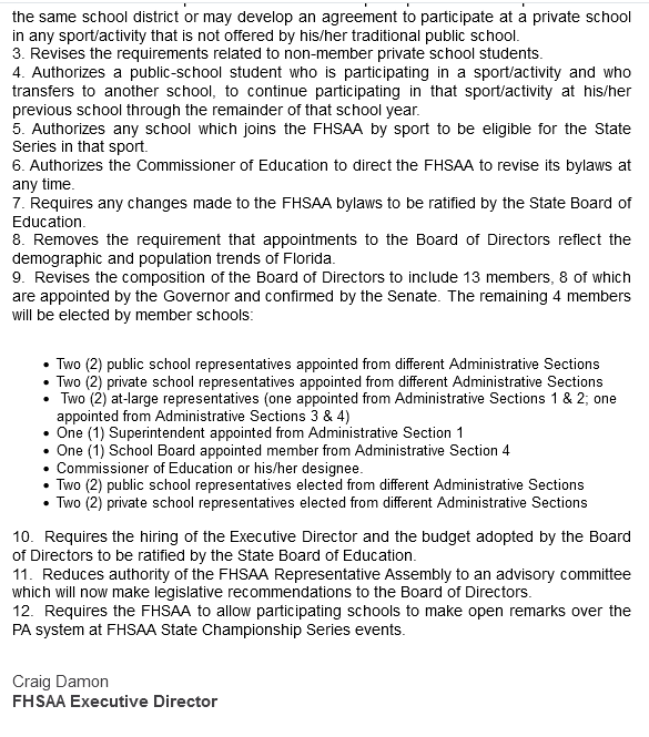 Kevin Fischer on Twitter "🚨 Today's FHSAA email outlining the summary