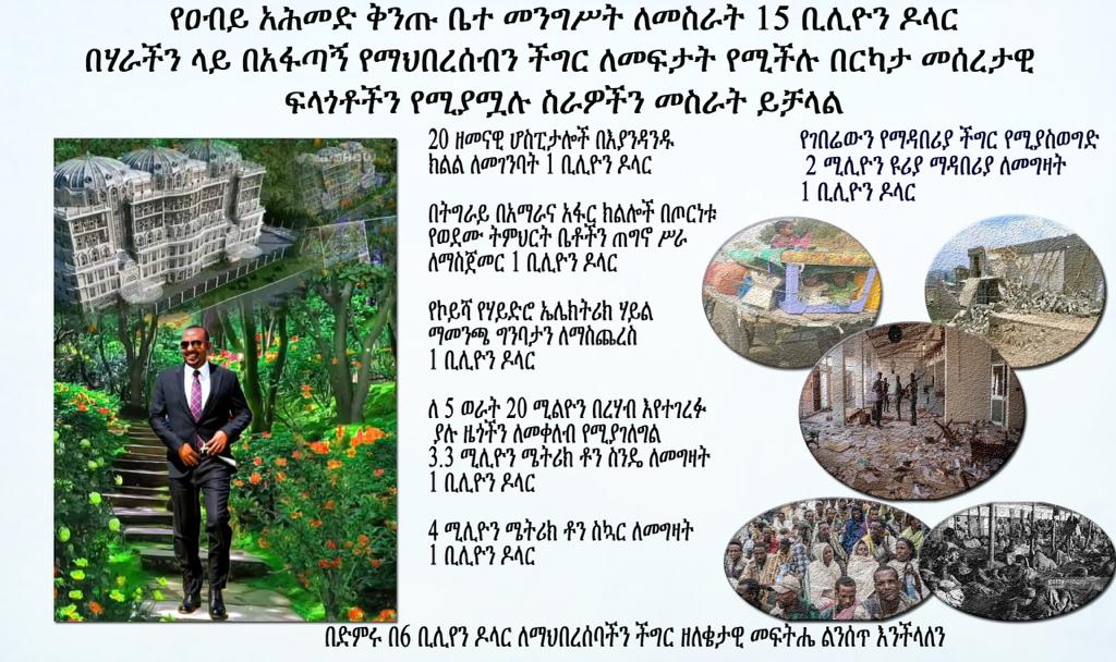 NeaminZeleke's tweet photo. ስድስት ጊዜ በተከታታይ ድርቅ በመታት ኢትዮጵያ፣ 2 ዓመት በጦርነት በደማች! በተጎዳች አገር፣ ዛሬ/አሁን ቅንጡ ፈርኦናዊ ቤተ መንግስት ያስፈልጋታል የሚሉን ለህዝብ ደንታ የሌላቸው የብልፅግና ካድሬዎች ብቻ ናቸው! #JusticeForEthiopia
#RerouteRemittance https://t.co/LxLUI5v5DA