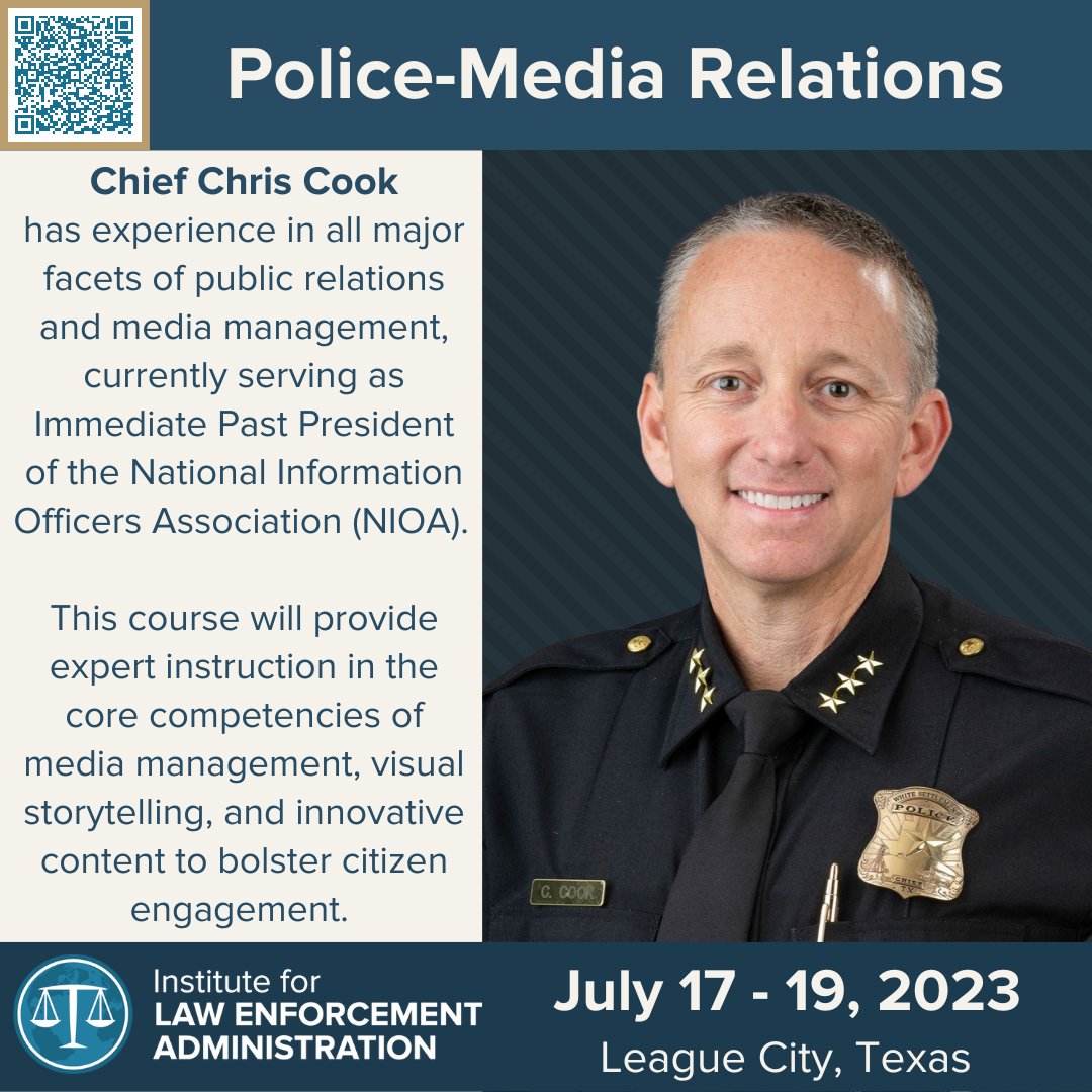 We just wrapped up a week of Internal Affairs training in the Houston suburb of League City, Texas. The team at LCPD has been awesome hosts! Please join us when we return on July 17-19, 2023 to discuss Police-Media Relations with leading expert and Chief of Police, Chris Cook.