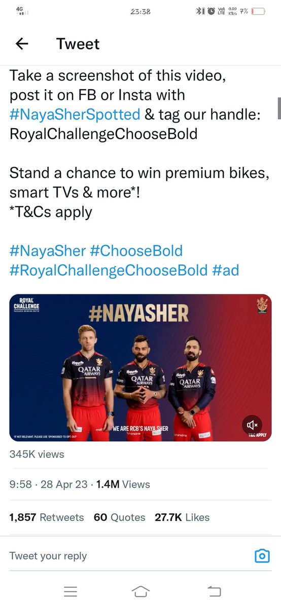 #Nayasherspotted #royalchallengechoosebold