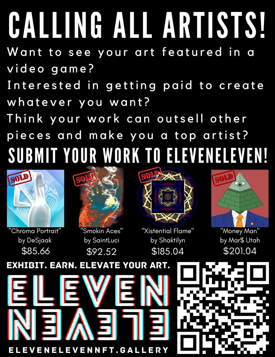 This is a great opportunity for amateur #artists of all skill levels, investors, &amp; anyone who wants to earn passive revenue by holding #NFTs. Plus it's tons of fun! 

#artistsontwitter #WAX #art #originalartwork <a href="/ELEVENELEVENnft/">ELEVENELEVEN: Exhibit. Earn. Elevate Your Art.</a> #nftart #gaming